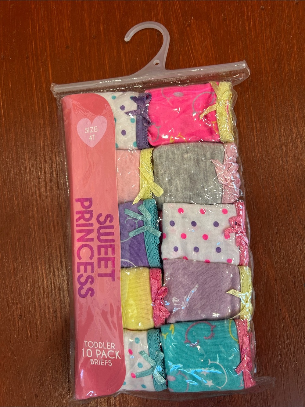 Sweet Princess Toddler Briefs Pack - Pink, Purple, Gray & Teal (4T)